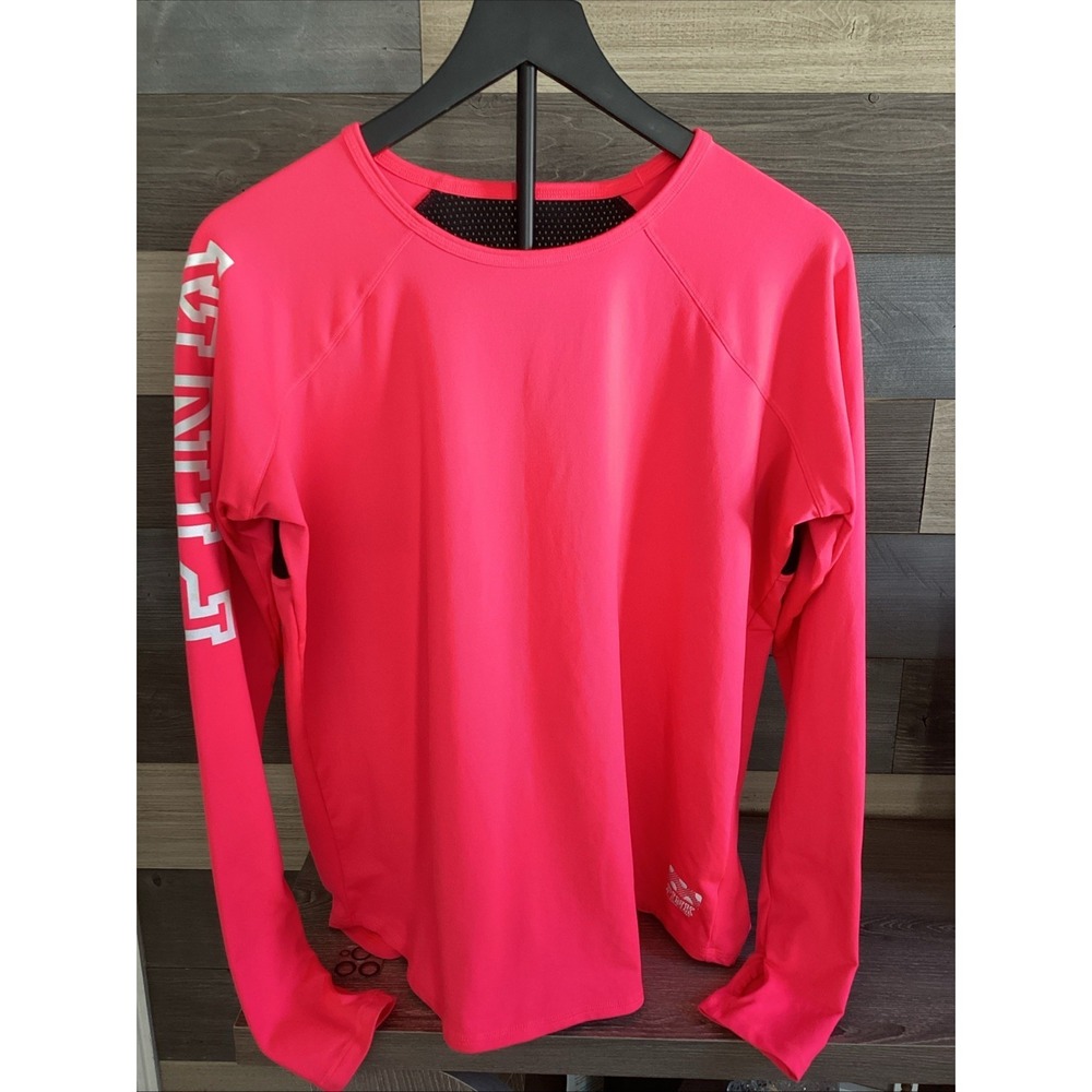 🔥Victoria Secret PINK LONG SLEEVE MESH BACK XS Pink Workout Shirt
